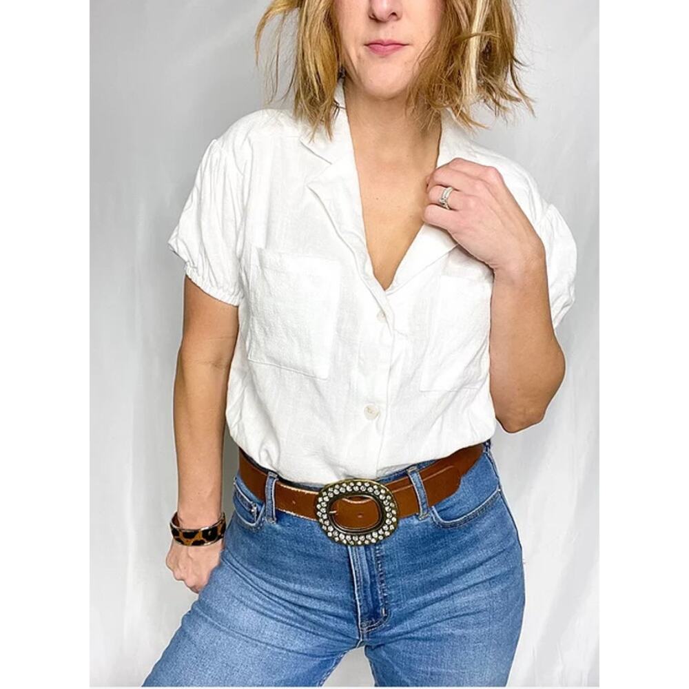 Linen Blend White Bodysuit